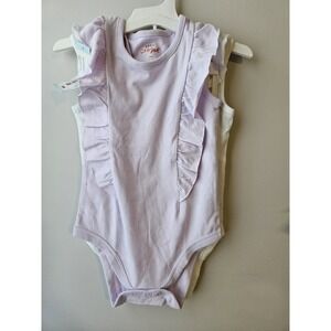 Cat & Jack Baby Girl Flutter Sleeve Bodysuit 2-Pack 24M White & Lavender New